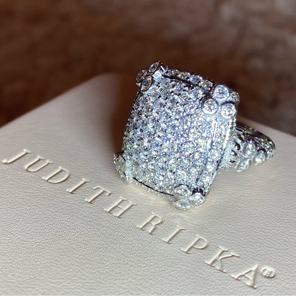 JUDITH RIPKA 18K OLIVIA ALL PAVE DIAMOND RING - Picture 7 of 16